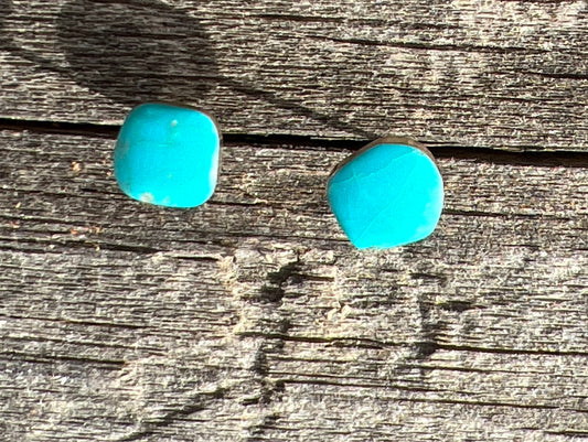 Turquoise Genuine Gemstone 14k Gold Plate Earrings