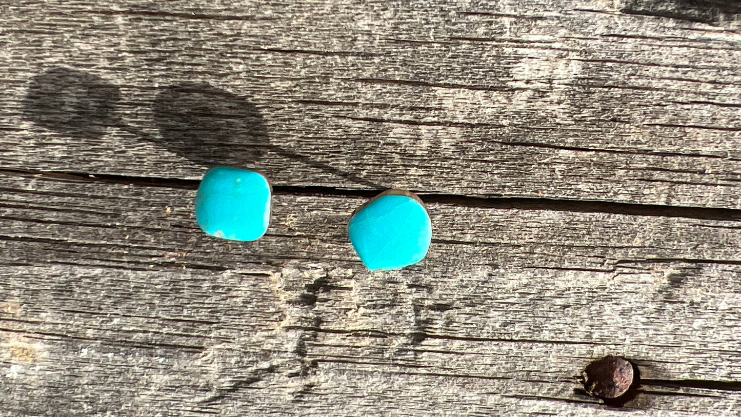 Turquoise Genuine Gemstone 14k Gold Plate Earrings