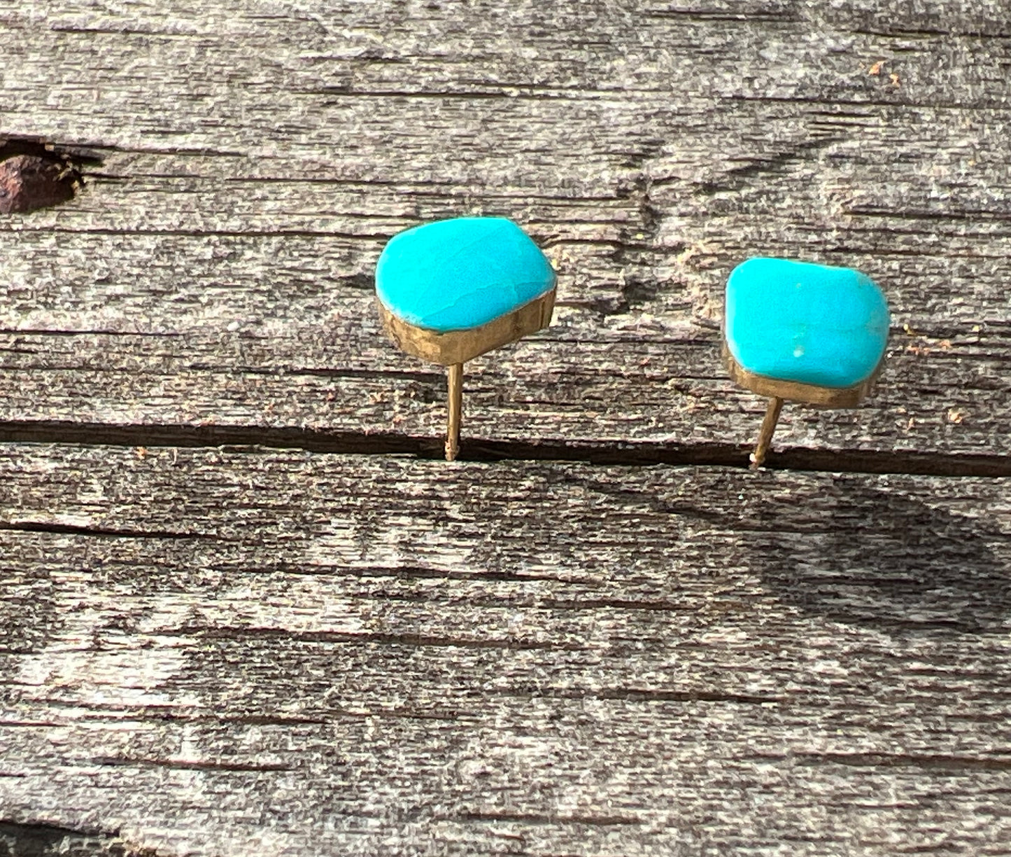 Turquoise Genuine Gemstone 14k Gold Plate Earrings