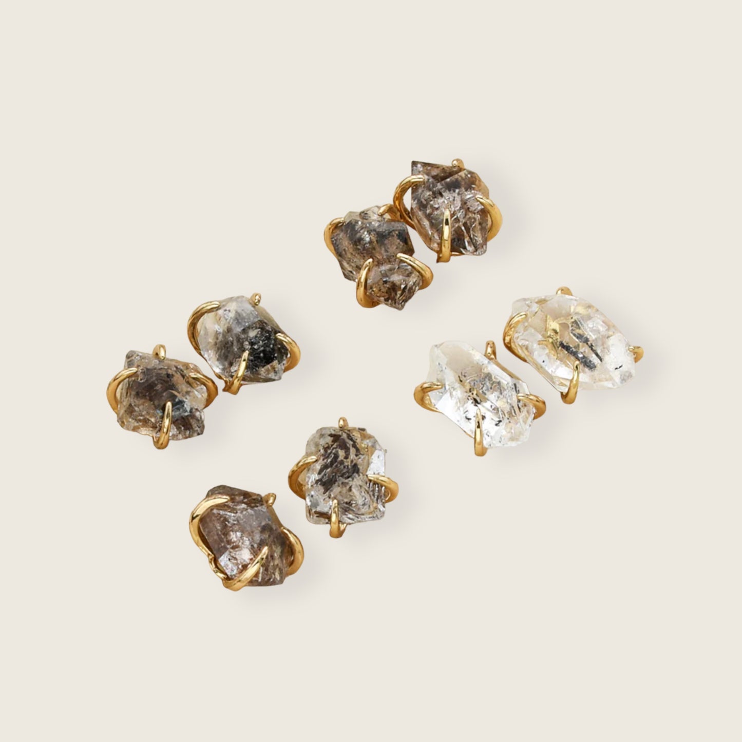 Gemstone Herkimer Diamond 14k Gold Plate Stud Earrings