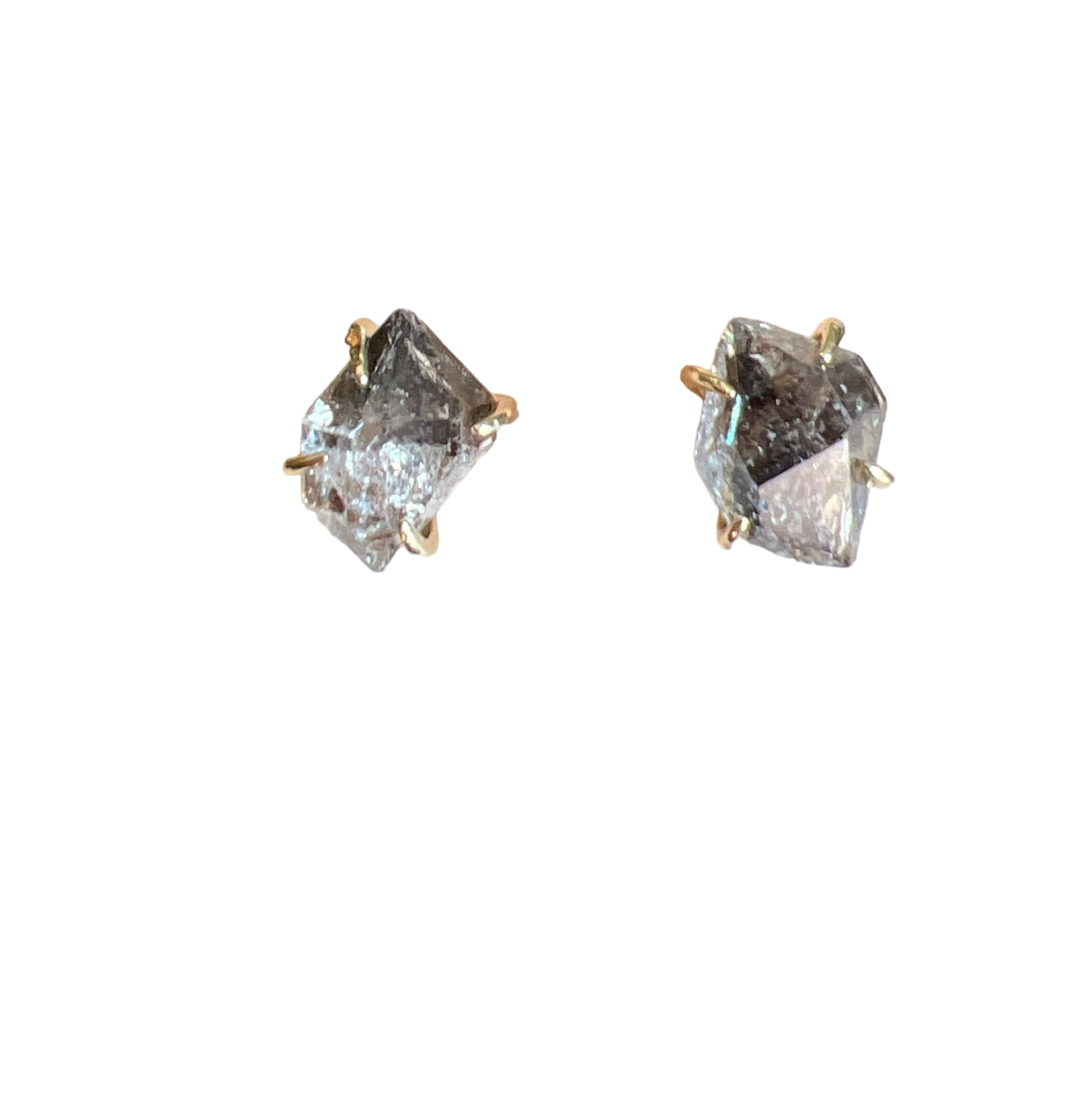 Gemstone Herkimer Diamond 14k Gold Plate Stud Earrings