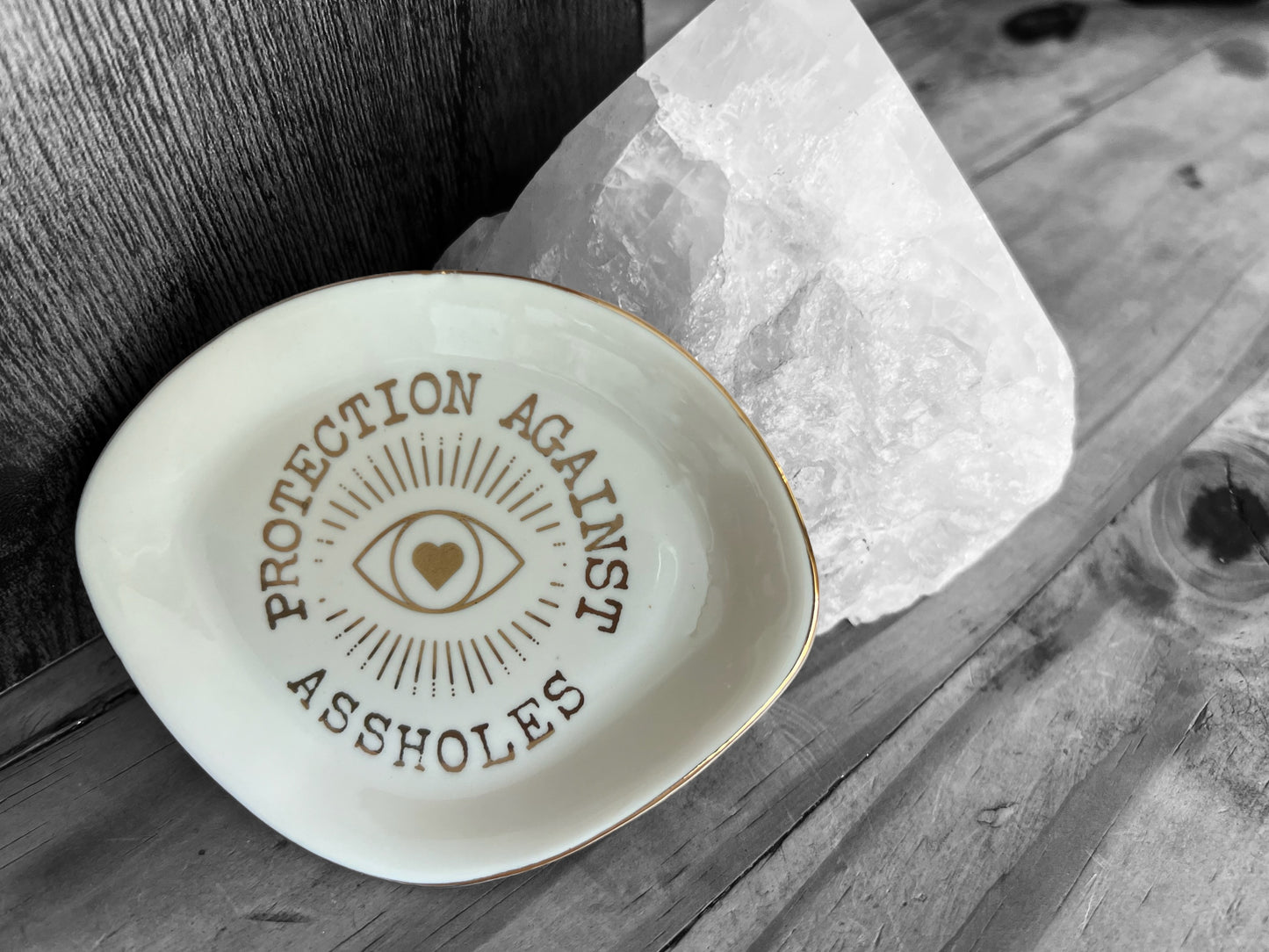 Protection Against Assholes Trinket Dish Jewelry funny cuss word Tray Home Decor