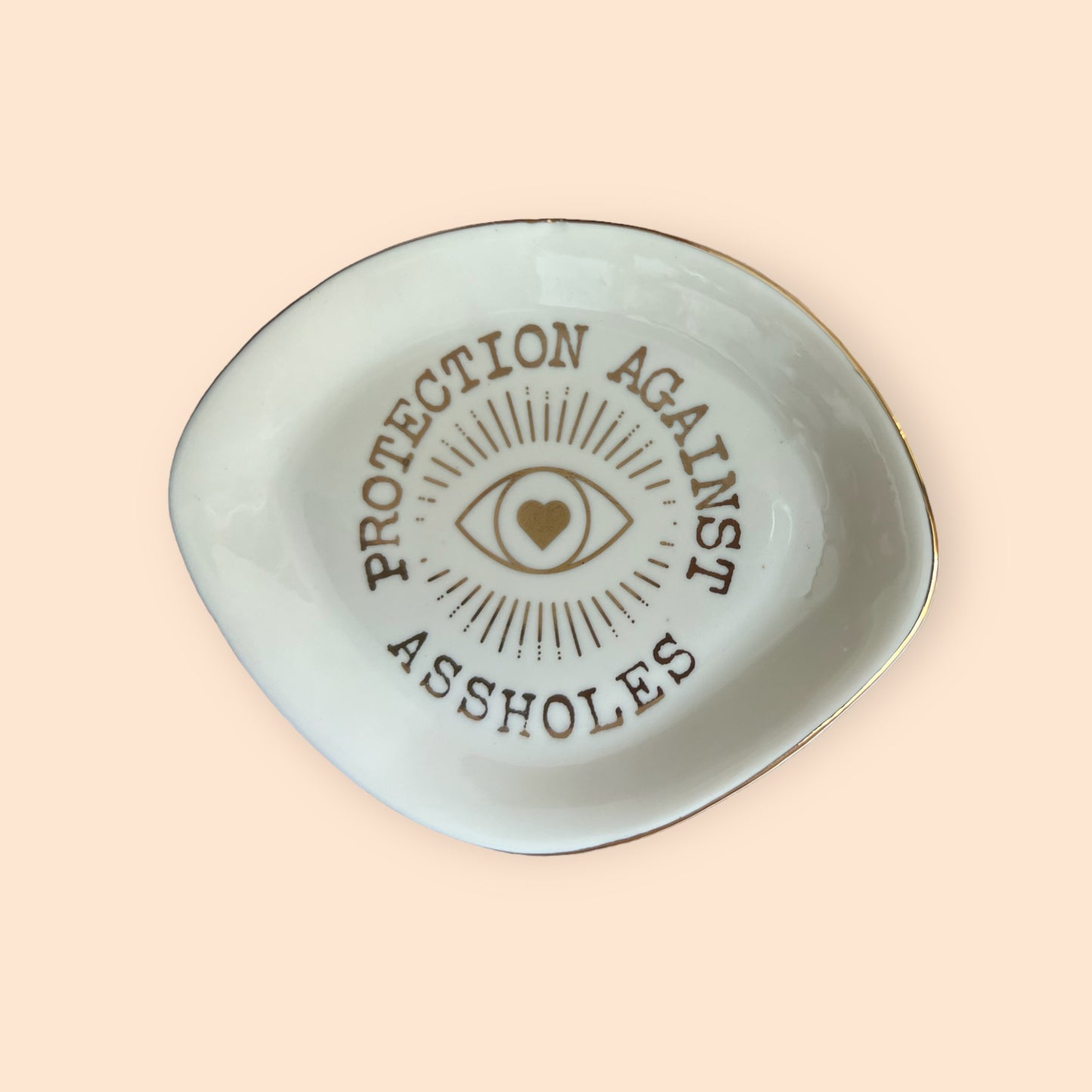 Protection Against Assholes Trinket Dish Jewelry funny cuss word Tray Home Decor